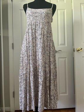 Vestique Women’s Boho Tiered Animal Print Rayon Dress Sz M